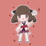 左手をあげてる東北きりたん、周りに星が散っている